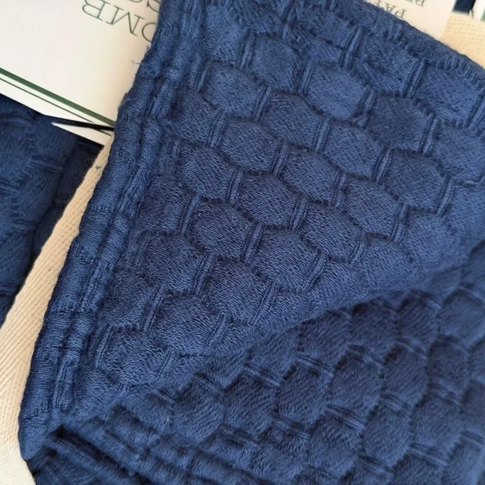 L.L.Bean HONEYCOMB MATELASSE BEDDING NWT Standard Navy Blue Sham
